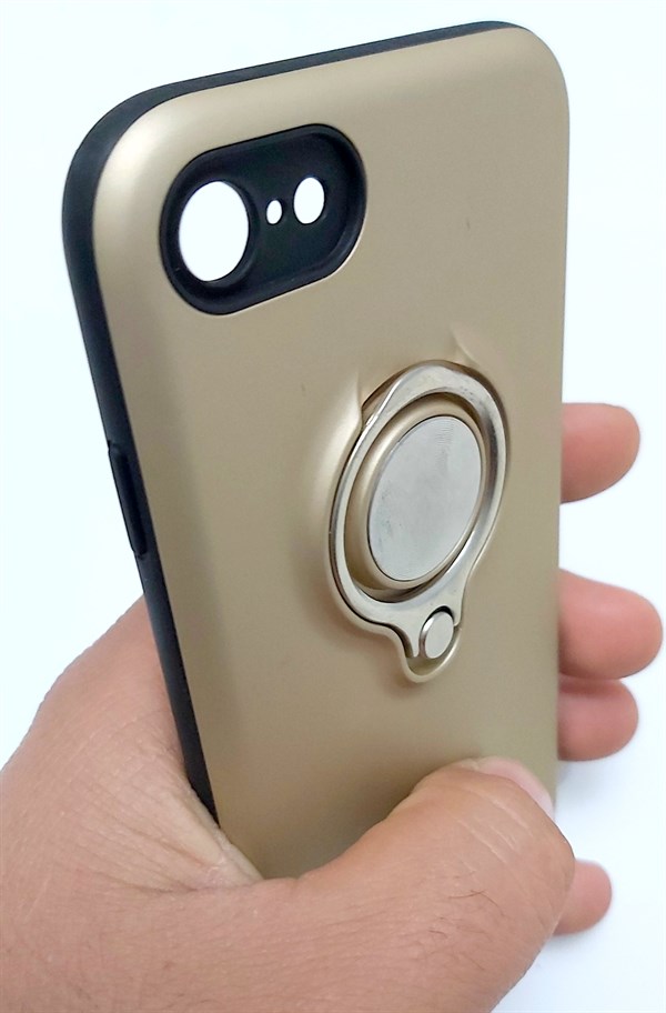 İphone 8 Yüzüklü Modern Kılıf Sert Altın Gold