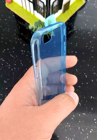 İphone 6 6S Silikon Kılıf Şeffaf Mavi Renk