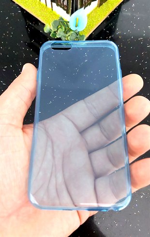 İphone 6 6S Silikon Kılıf Şeffaf Mavi Renk