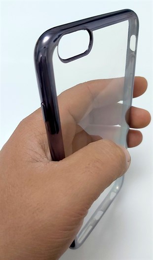 İphone 6 Plus Şeffaf Silikon Kılıf Siyah Renk Çerçeveli JR