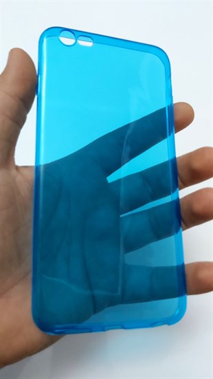 İphone 6 Plus Silikon Kılıf Şeffaf Mavi Renk