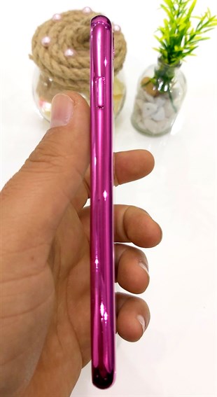 İphone 7 Şeffaf Kılıf Pembe Renkli Çerçeveli JR