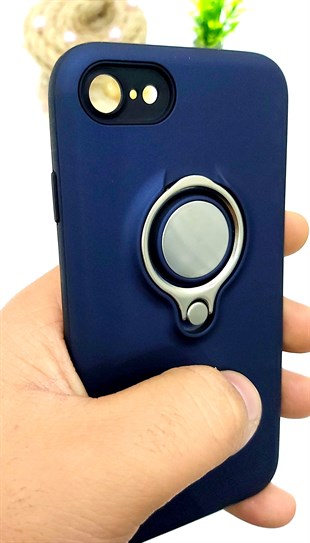 İphone 7 Yüzüklü Modern Kılıf SERT  Mavi