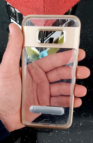 Samsung S8 Plus 100% Kalite ŞEFFAF Altın gold Çerçeve Destekli